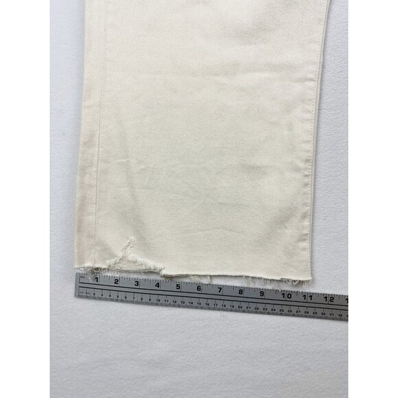 AMERICAN EAGLE Womens Jeans Size 18 Short Wide Leg Crop Cream Button Fly - Picture 11 of 11